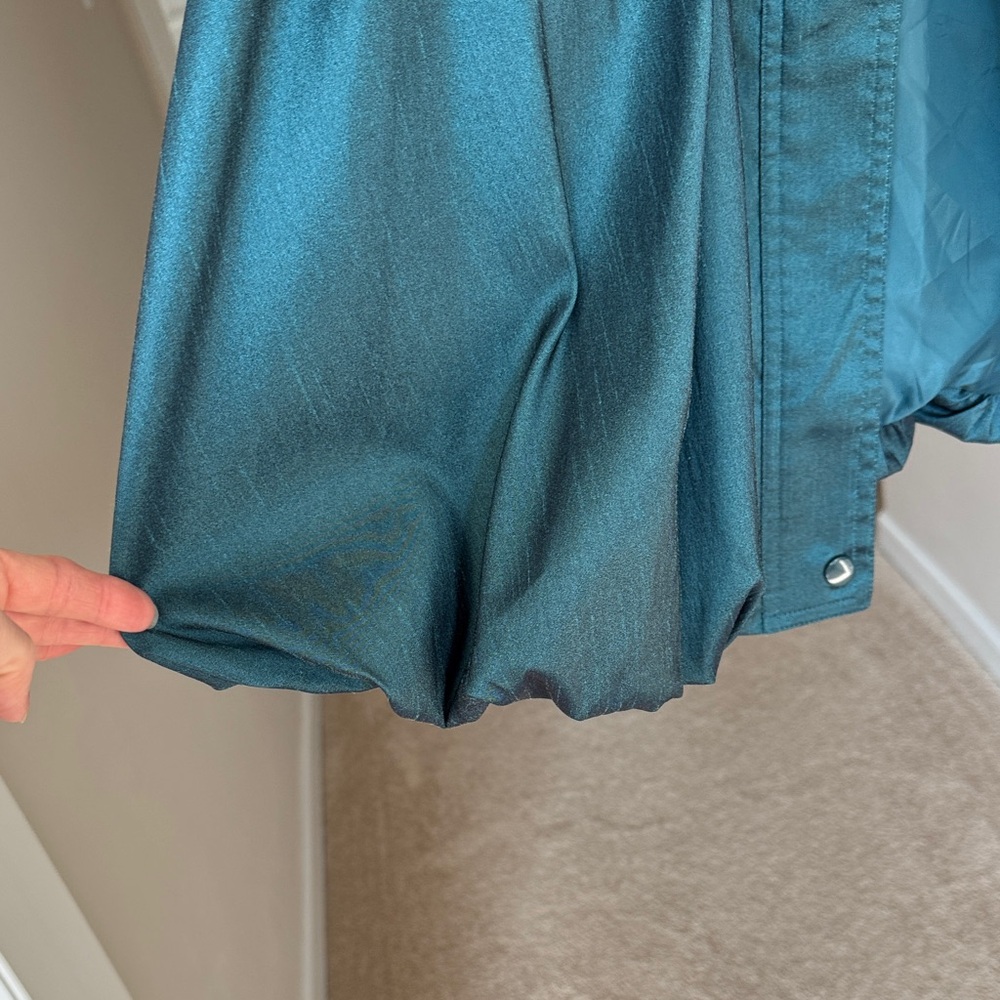 Vintage Dark Teal Trench Coat with Bubble Hem - Picture 4 of 14